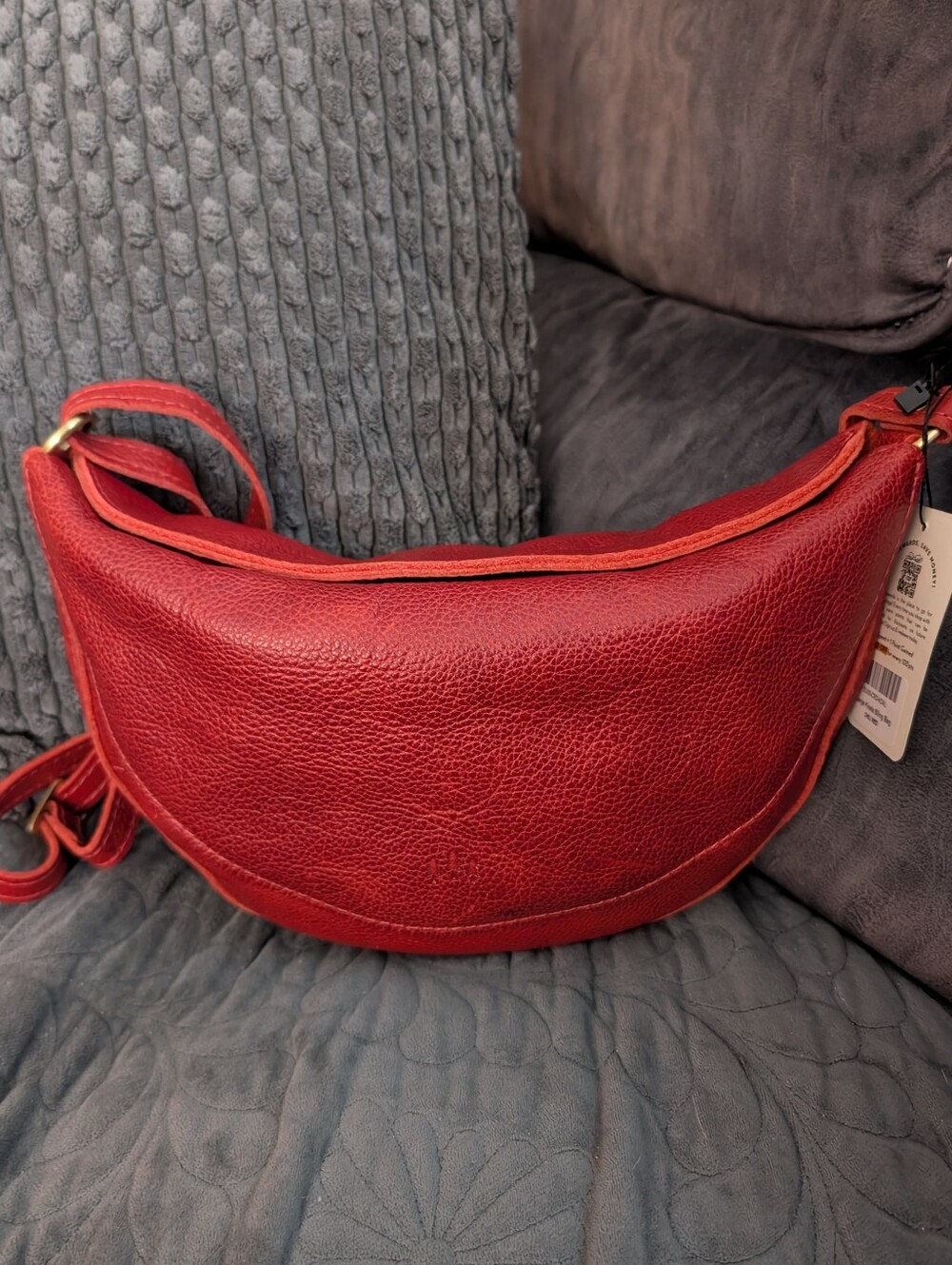 Portland Leather Red Crescent Crossbody Bag